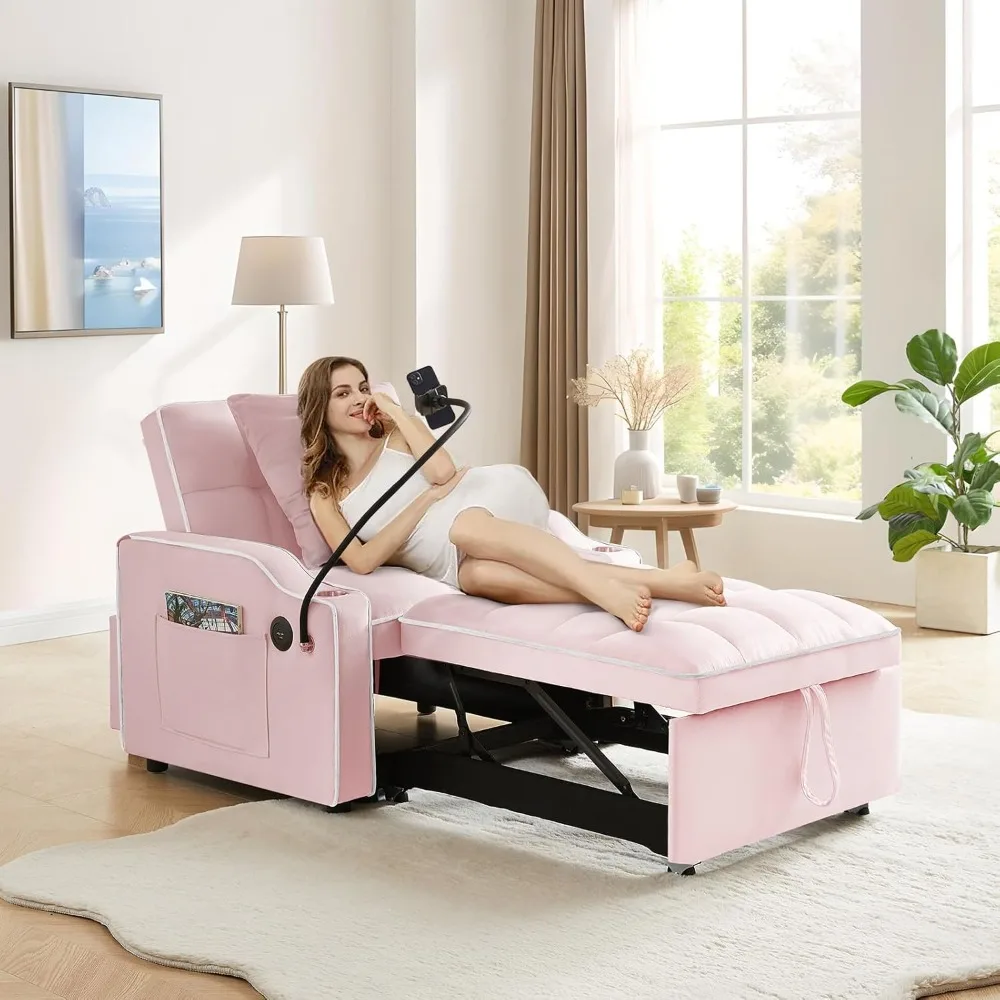 Convertible Single Sleeper Chair Bed,3 in 1 Velvet Futon Sleeper Sofa Bed with Phone Holder&USB Ports,Pull Out Couch Bed,Adjusta
Convertible Single Sleeper Chair Bed,3 in 1 Velvet Futon Sleeper Sofa Bed with Phone Holder&USB Ports,Pull Out Couch Bed,Adjusta