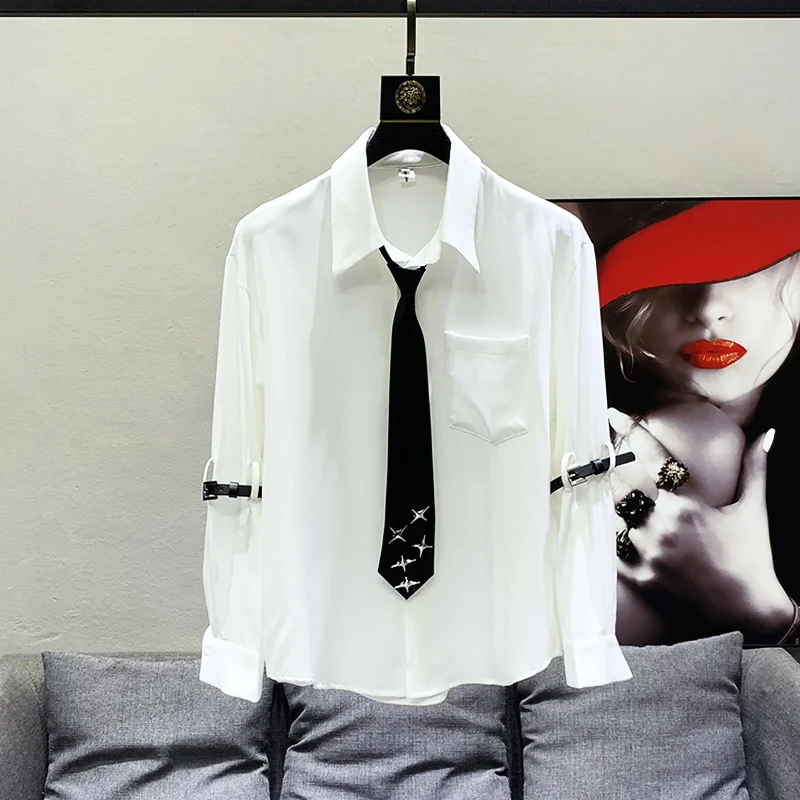 New Spring Summer Men's Loose Fit Long Sve irt with Tie Design White Sle Casual Faionable Youthful
New Spring Summer Men's Loose Fit Long Sve irt with Tie Design White Sle Casual Faionable Youthful