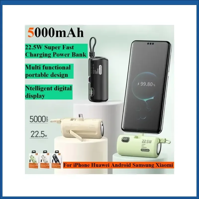 5000mAh Mini Wired Power Bank with Built-in Cable Portable Mobile External Battery Fast Charger For iPhone Huawei Samsung
5000mAh Mini Wired Power Bank with Built-in Cable Portable Mobile External Battery Fast Charger For iPhone Huawei Samsung