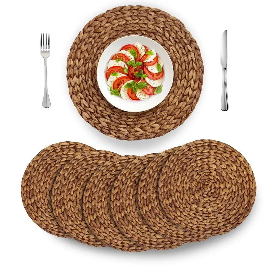 Brown Woven Placemats Round Set of 6, Natural Water Hyacinth Weave Placemat for Dining Table, Large Handmade Woven Placemats Hea
Brown Woven Placemats Round Set of 6, Natural Water Hyacinth Weave Placemat for Dining Table, Large Handmade Woven Placemats Hea