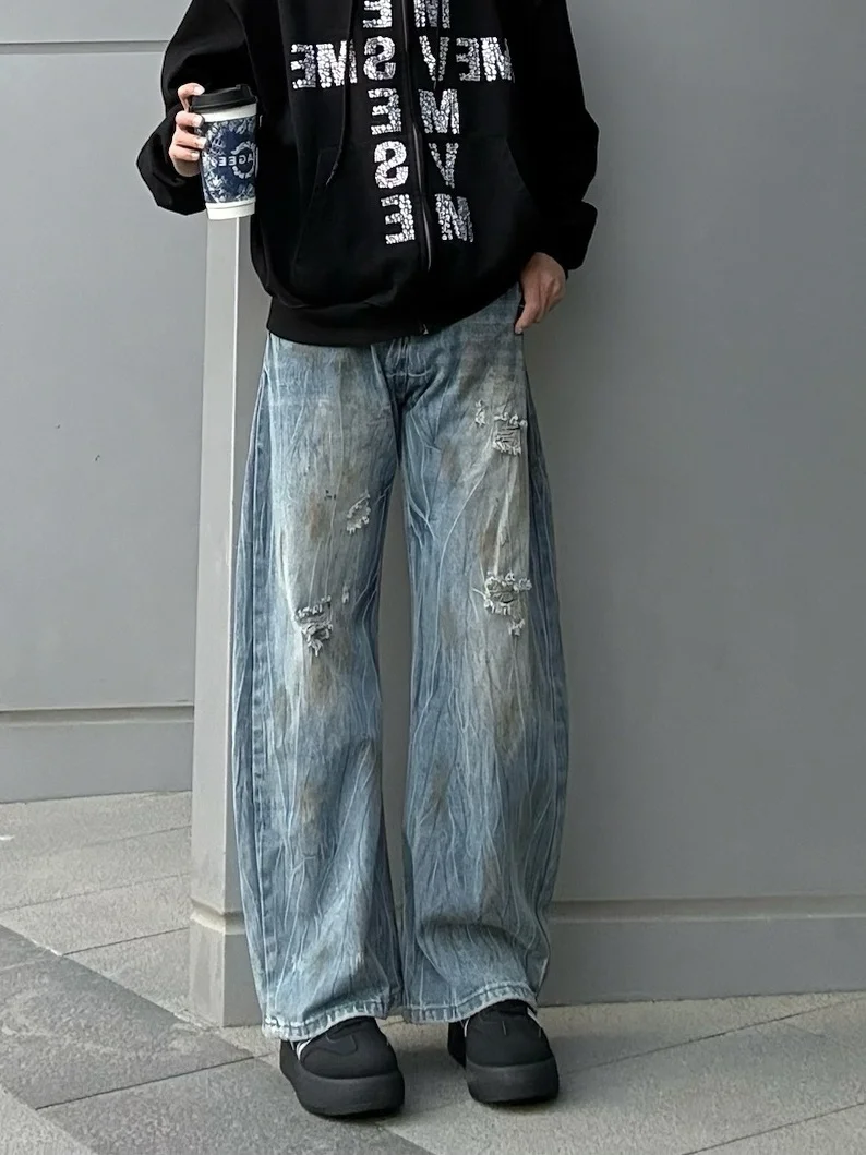 Retro American Vibe Men's Denim Jeans Knife Tear Hole Wide Leg CleanFit Long Pants Durable Straight Cut Casual Jeans
Retro American Vibe Men's Denim Jeans Knife Tear Hole Wide Leg CleanFit Long Pants Durable Straight Cut Casual Jeans