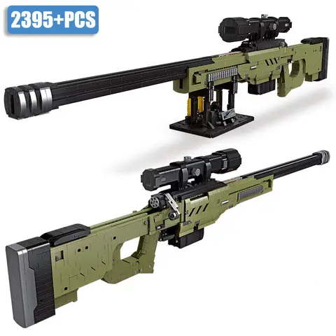 Military Series 2395pcs AWM Sniper Rifle Building Blocks MOC Modern Gun Bricks Toys For Children Boys Gifts