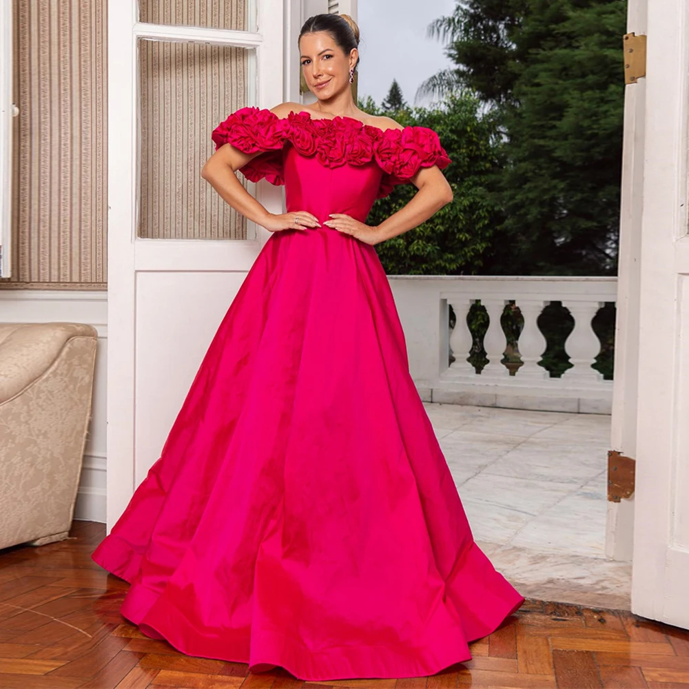 Elegant Fuschia Formal Prom Dresses 2024 Off Shoulder A Line Evening Dress Ruched 3D Flowers Formal Wedding Party Gowns Celebrit
Elegant Fuschia Formal Prom Dresses 2024 Off Shoulder A Line Evening Dress Ruched 3D Flowers Formal Wedding Party Gowns Celebrit