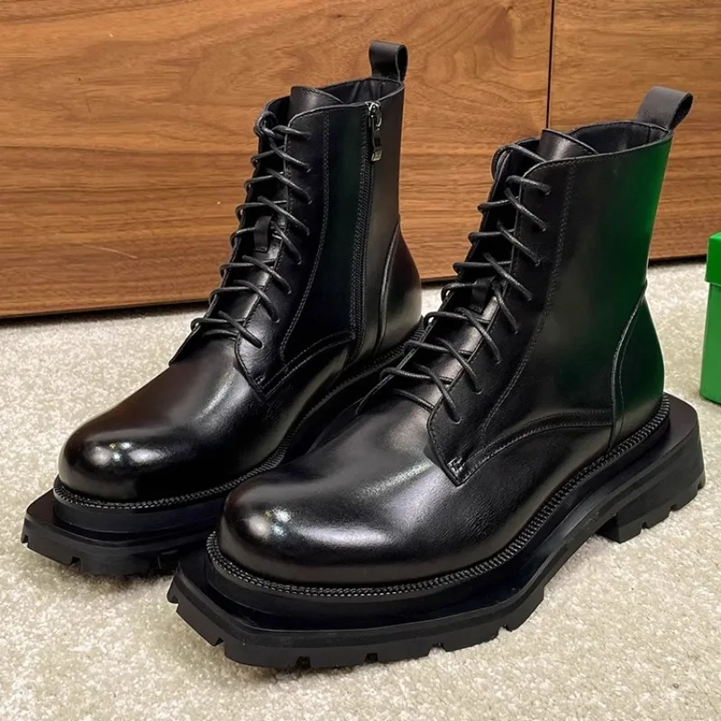 New Design Men's Motorcycle Boots Genuine Leather Thick Sole Outdoor Work Shoes British Business Ankle Boots Botines Hombre
New Design Men's Motorcycle Boots Genuine Leather Thick Sole Outdoor Work Shoes British Business Ankle Boots Botines Hombre