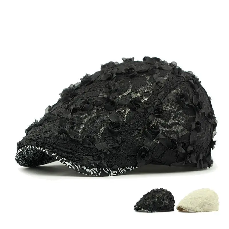 Spring Summer Women's Beret Hat with Lace Flower Decoration Breathable Design Polyurethane Curved Brim Adjustable 55-59cm
Spring Summer Women's Beret Hat with Lace Flower Decoration Breathable Design Polyurethane Curved Brim Adjustable 55-59cm