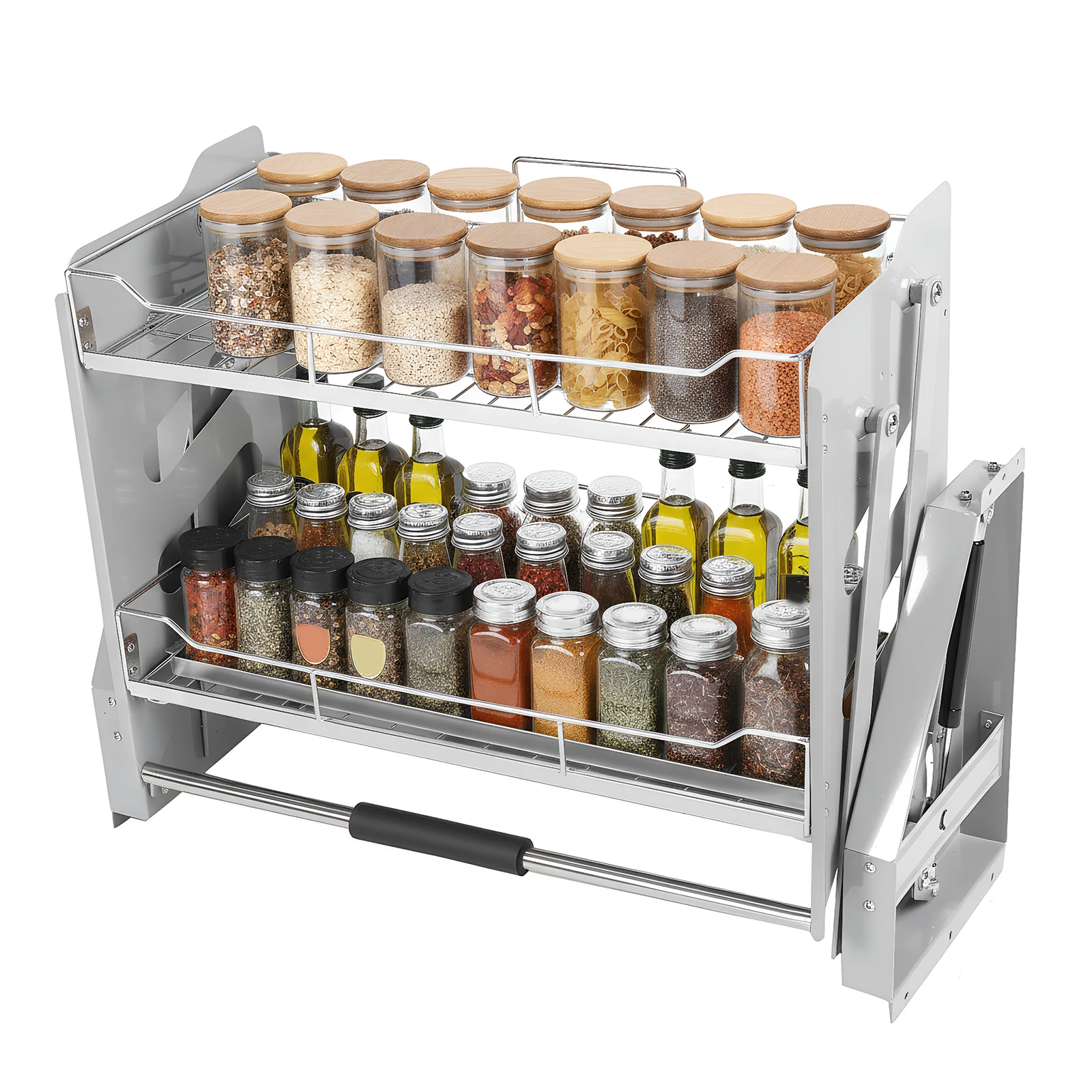 2-Tier Pull-down Storage Lift Cabinet Condiment Storage Basket 304 Stainless Steel 22-34 Inch Width for Snacks Bowls Plate
2-Tier Pull-down Storage Lift Cabinet Condiment Storage Basket 304 Stainless Steel 22-34 Inch Width for Snacks Bowls Plate