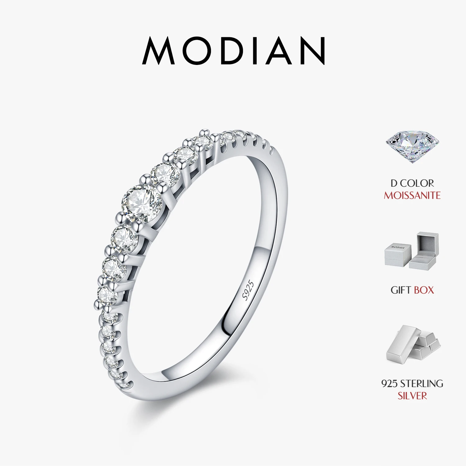 MODIAN Fashion Stacking Slim Rings 925 Sterling Silver Sparkling Round Moissanite Rings For Women Fine Jewelry
MODIAN Fashion Stacking Slim Rings 925 Sterling Silver Sparkling Round Moissanite Rings For Women Fine Jewelry