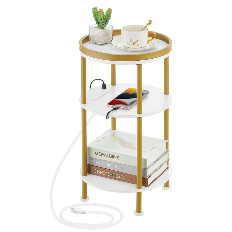 Round End Table with Charging Station, 3Tier Accent Couch Beside Table with USB Ports amp Power Outlets, Sofa Side Table for Liv
Round End Table with Charging Station, 3Tier Accent Couch Beside Table with USB Ports amp Power Outlets, Sofa Side Table for Liv
