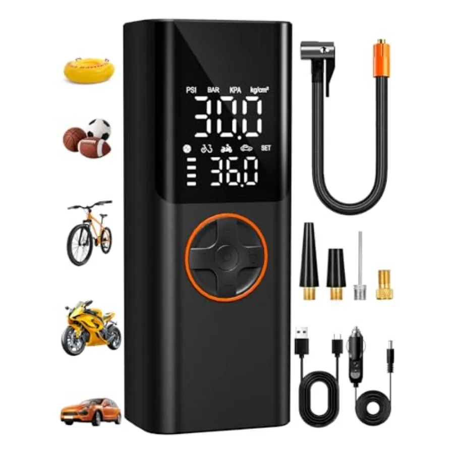 Tire Inflator Portable Air Compressor 150PSI Cordless Tire Pump with USB Output 12V DC Car Plug and Dual Power 6000mAh Fast Inf
Tire Inflator Portable Air Compressor 150PSI Cordless Tire Pump with USB Output 12V DC Car Plug and Dual Power 6000mAh Fast Inf