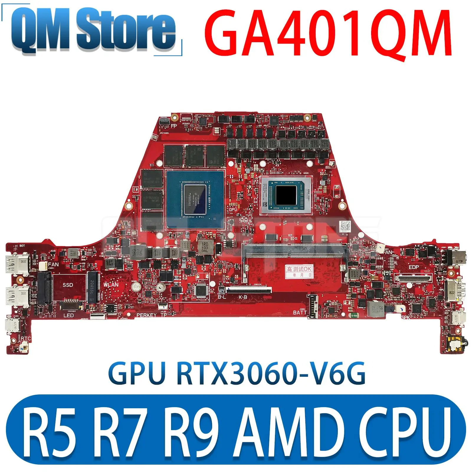 Материнская плата для ноутбука GA401Q GA401QC GA401QE GA401QEC R5 R7 R9 AMD CPU RTX3060/V6G GPU
Материнская плата для ноутбука GA401Q GA401QC GA401QE GA401QEC R5 R7 R9 AMD CPU RTX3060/V6G GPU