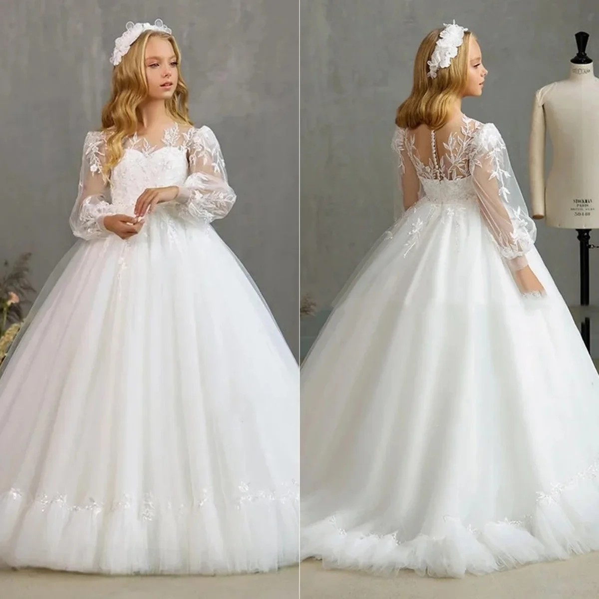 White Flower Girl Dresses Pageant Gown for Wedding Lace Floor Length Princess Birthday Party First Communion Gowns Customized
White Flower Girl Dresses Pageant Gown for Wedding Lace Floor Length Princess Birthday Party First Communion Gowns Customized