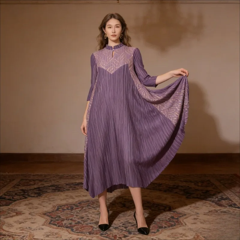 Miyake New Pleated Dresses Women Spring 2026 New Style Elegance Outerwear Women's Stand Collar Three-Quarter Sleeve Long Dress
Miyake New Pleated Dresses Women Spring 2026 New Style Elegance Outerwear Women's Stand Collar Three-Quarter Sleeve Long Dress