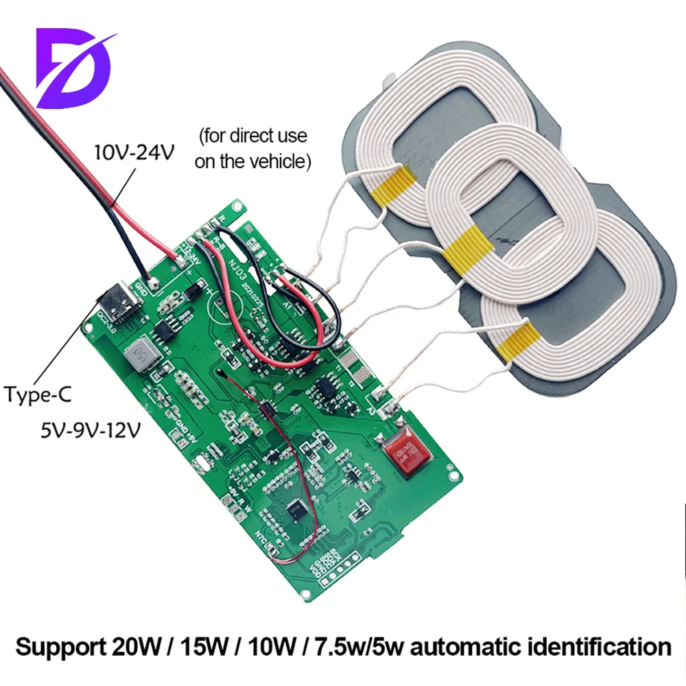 USB Type-C Wireless Fast Charger Transmitter Module 20W/18W/15W/10W/7.5W/5W 12V 5V Circuit Charging Board Coil Receiver
USB Type-C Wireless Fast Charger Transmitter Module 20W/18W/15W/10W/7.5W/5W 12V 5V Circuit Charging Board Coil Receiver