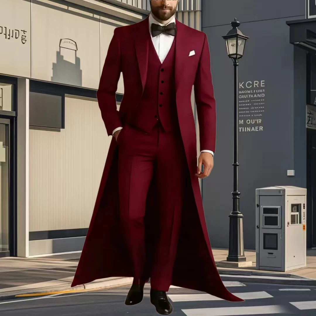 Long Jacket Business Formal Men Suit Groom Groomsman Tailored Costume Homme 3-Piece Fashion Clothing Set Jacket Pants Vest
Long Jacket Business Formal Men Suit Groom Groomsman Tailored Costume Homme 3-Piece Fashion Clothing Set Jacket Pants Vest