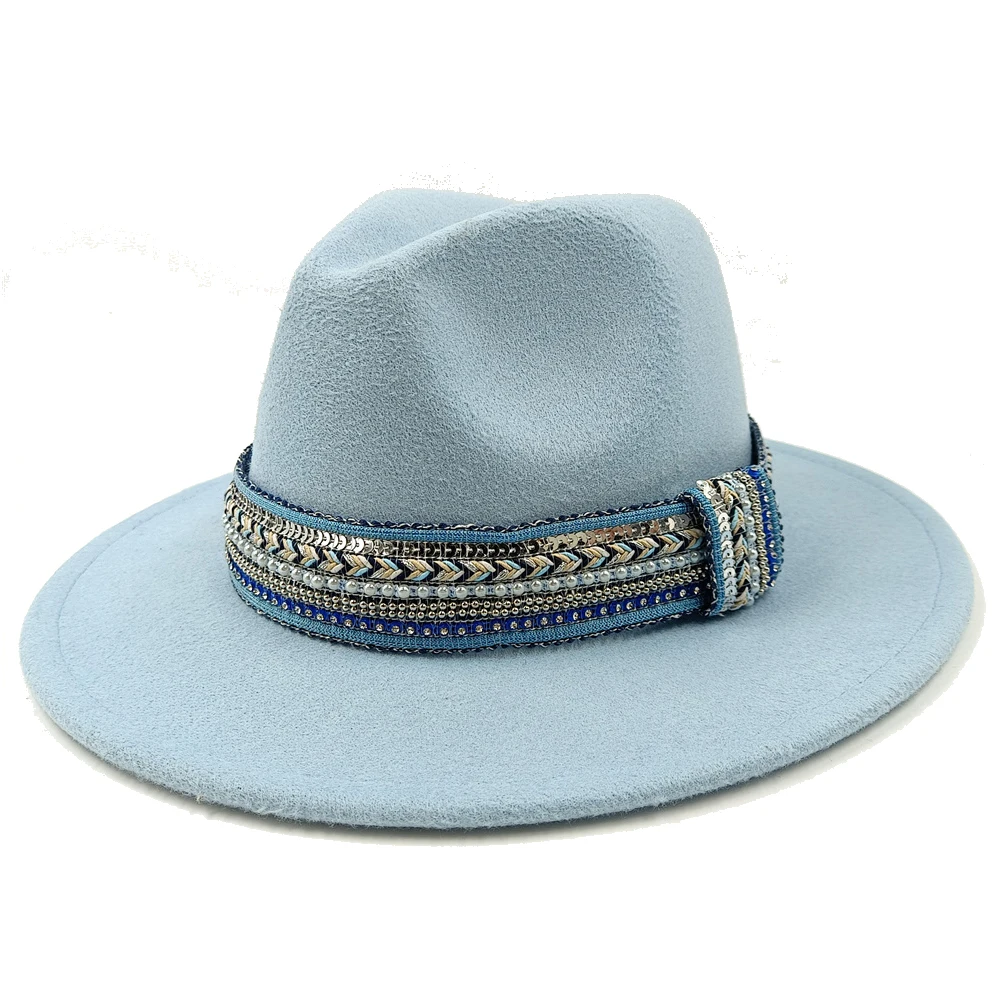 Blue Fedora Hat Pearl Rhinestone Design for Men and Women Panama Church Cap Fashionable Elegant Vintage Felt Hat fedoras
Blue Fedora Hat Pearl Rhinestone Design for Men and Women Panama Church Cap Fashionable Elegant Vintage Felt Hat fedoras