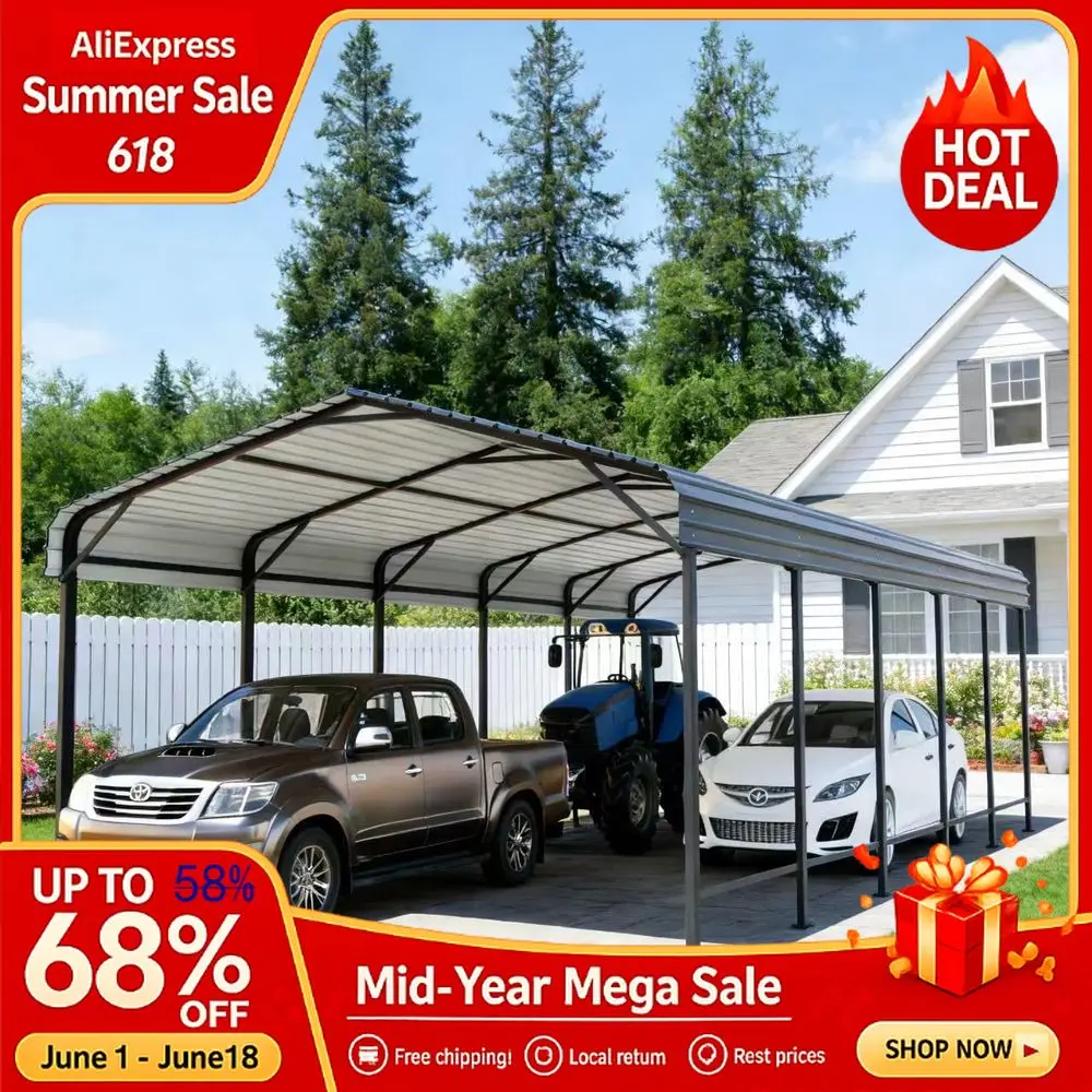 13' x 25'Carport, Outdoor Metal Steel Carport Canopy with Galvanized Steel Frame and Roof,Heavy Duty Garage Shelter Shade Custom
13' x 25'Carport, Outdoor Metal Steel Carport Canopy with Galvanized Steel Frame and Roof,Heavy Duty Garage Shelter Shade Custom