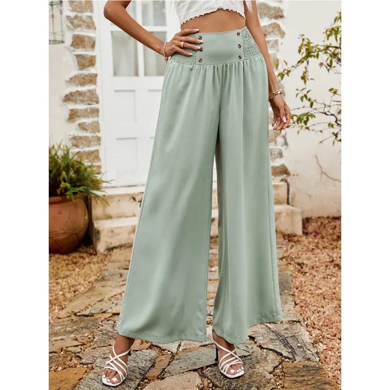 Women's Casual Wide Leg Pants Pleated Button Design New Spring Women Fashion High Waist Trousers
Women's Casual Wide Leg Pants Pleated Button Design New Spring Women Fashion High Waist Trousers
