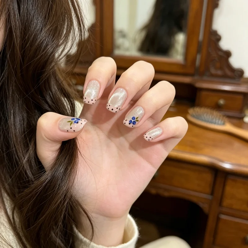 10pcs Handmade French-style Cat-eye Nails with Fresh Blueberry Polka Dots High-quality Press-on Nails Perfect As A Gift for Girl
10pcs Handmade French-style Cat-eye Nails with Fresh Blueberry Polka Dots High-quality Press-on Nails Perfect As A Gift for Girl