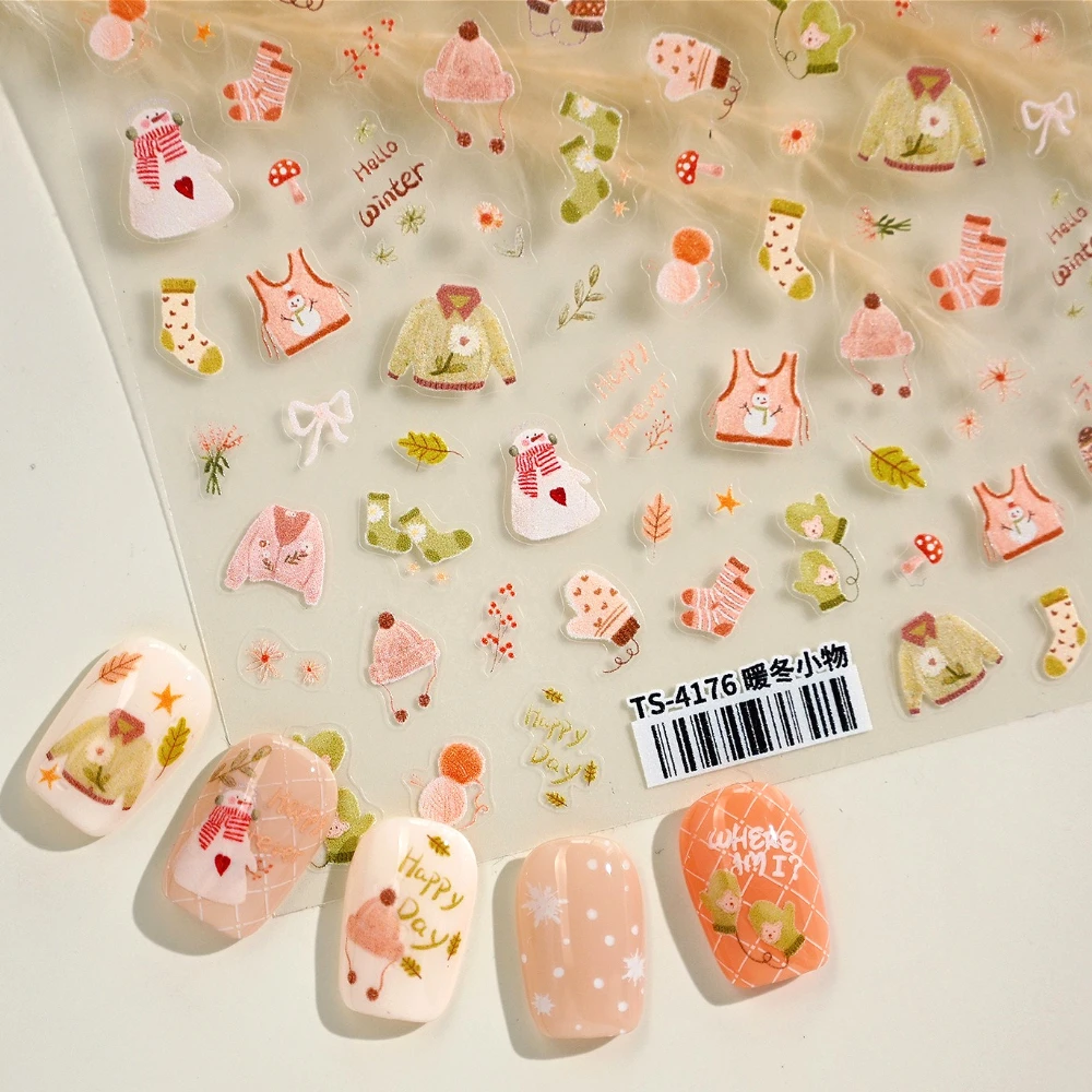 Winter Cute Graffit Sweater Hat Gloves Scarf Socks Snowman Flower Plant 3D Self Adhesive Nail Art Sticker Lovely Manicure Decals
Winter Cute Graffit Sweater Hat Gloves Scarf Socks Snowman Flower Plant 3D Self Adhesive Nail Art Sticker Lovely Manicure Decals