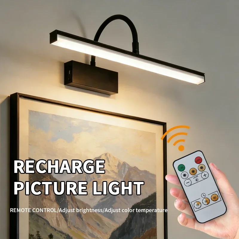 LED Picture Light Wall Mounted Rechargeable/Wired Vanity Light Remote Control Dimmable 3CCT Flexible Mirror Light Bathroom Decor
LED Picture Light Wall Mounted Rechargeable/Wired Vanity Light Remote Control Dimmable 3CCT Flexible Mirror Light Bathroom Decor