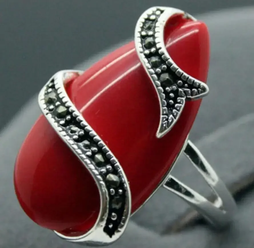 NEW 10X20mm Red Carved Lacquer Marcasite Tibetan Silver Lady Ring 7-10
NEW 10X20mm Red Carved Lacquer Marcasite Tibetan Silver Lady Ring 7-10