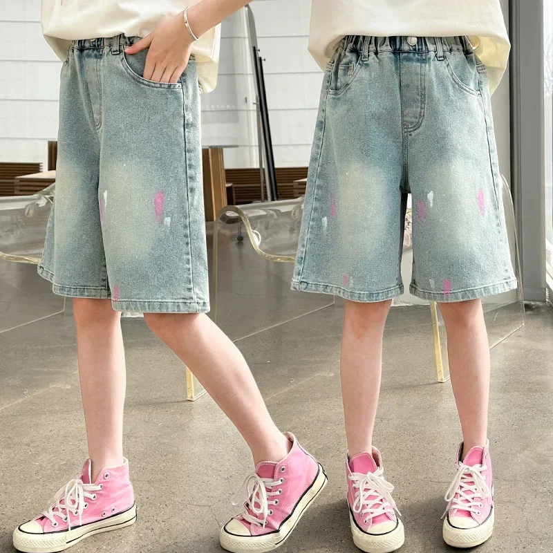 Kids Casual Clothes Children Knee Length Short Jeans 5-14Year Teen Girls Graffiti Denim Shorts High Waist Summer Quarter pants
Kids Casual Clothes Children Knee Length Short Jeans 5-14Year Teen Girls Graffiti Denim Shorts High Waist Summer Quarter pants