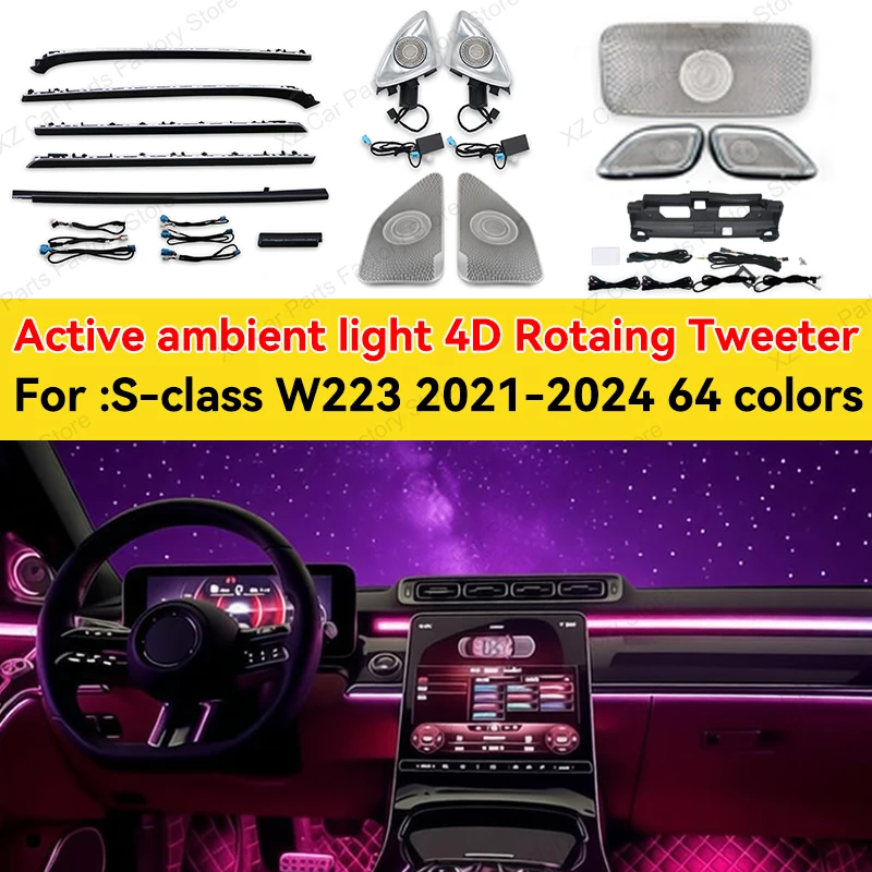 New 64 Colors LED Active Ambient Light for Mercedes Benz W223 S Class S450L S480 S500L Decoration Atmosphere Lamp Refit
New 64 Colors LED Active Ambient Light for Mercedes Benz W223 S Class S450L S480 S500L Decoration Atmosphere Lamp Refit
