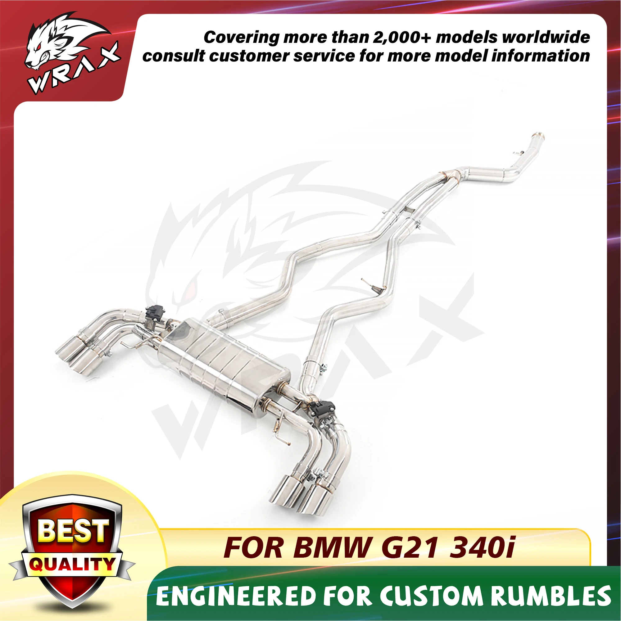 WRAX Stainless Steel Exhaust System Performance Catback for BMW M340i M440i G20 G21 G22 B58 3.0T 2020+ Muffler With Valve
WRAX Stainless Steel Exhaust System Performance Catback for BMW M340i M440i G20 G21 G22 B58 3.0T 2020+ Muffler With Valve
