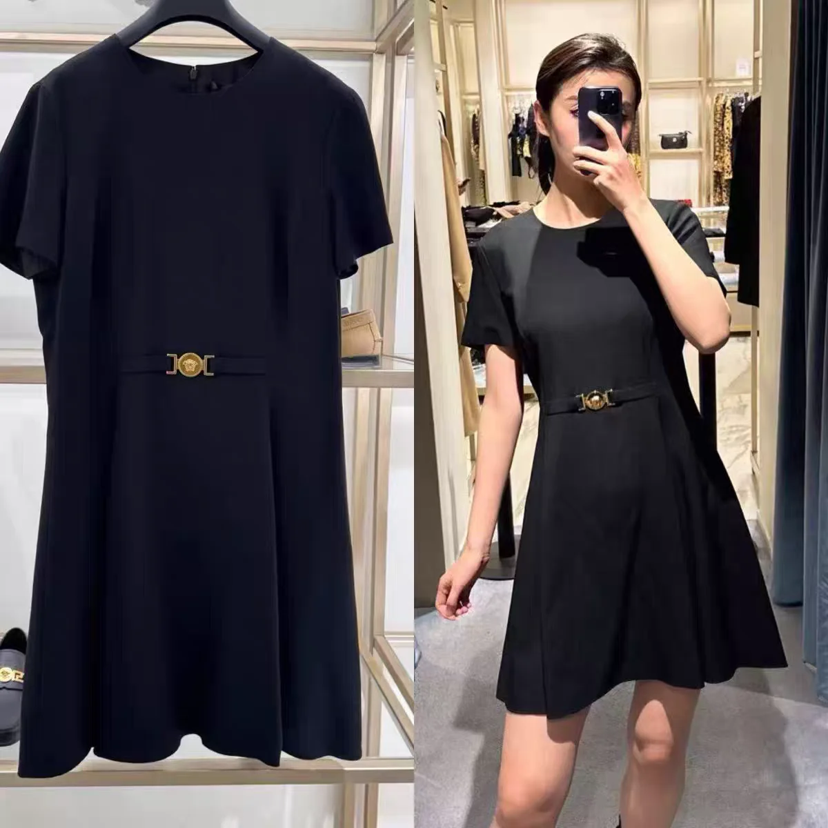 2026 New Women's Black Short Sleeve Dress Slimming Midi A-Line Skirt High Waist Commute Style Triacetate Fiber Casual Wear
2026 New Women's Black Short Sleeve Dress Slimming Midi A-Line Skirt High Waist Commute Style Triacetate Fiber Casual Wear