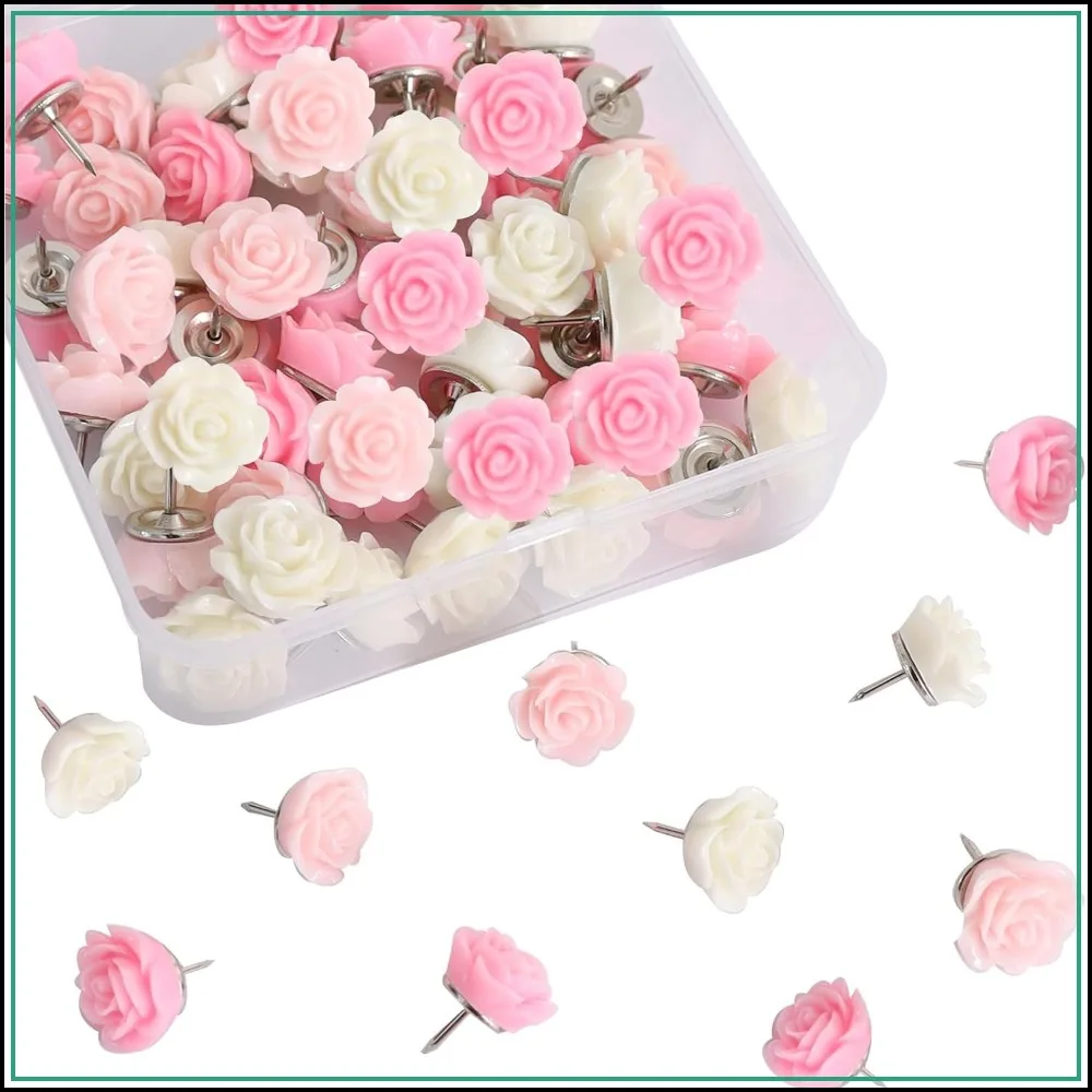 60 Pcs Gradient Rose Flower Push Pins for Bulletin Board, Decorative Thumbtacks for School Office
60 Pcs Gradient Rose Flower Push Pins for Bulletin Board, Decorative Thumbtacks for School Office