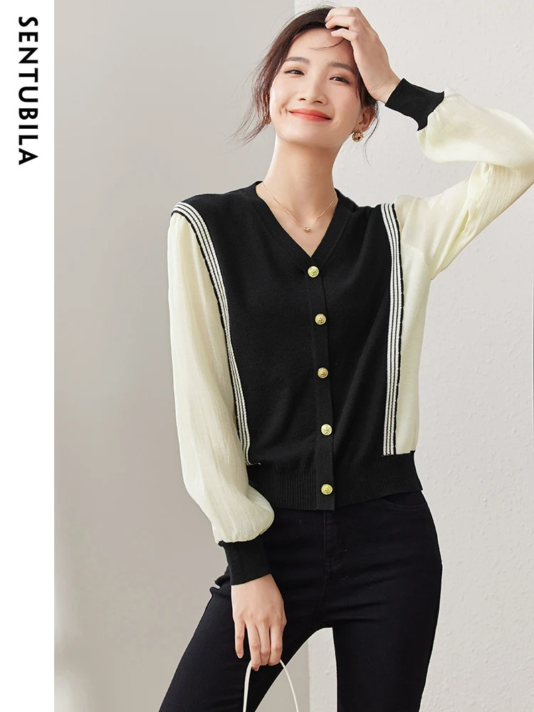 SENTUBILA Autumn New Patchwork Sweater for Women 2024 Fashion Contrast V Neck Long Sleeve Knit Cardigan Top Jumpers W33H50747
SENTUBILA Autumn New Patchwork Sweater for Women 2024 Fashion Contrast V Neck Long Sleeve Knit Cardigan Top Jumpers W33H50747