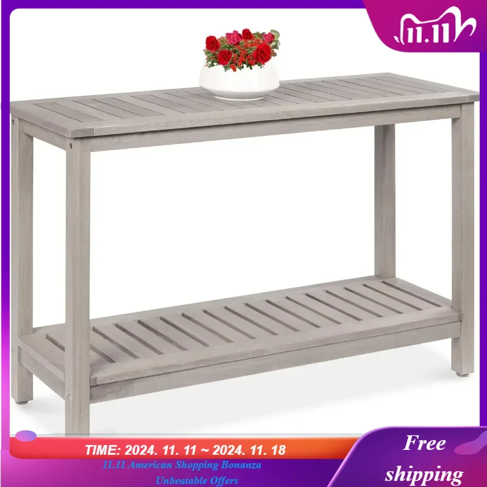 48in 2-Shelf Eucalyptus Wooden Console Table Indoor Outdoor Multifunctional Buffet Bar Storage Organizer w/Foot Sliders - Gray
48in 2-Shelf Eucalyptus Wooden Console Table Indoor Outdoor Multifunctional Buffet Bar Storage Organizer w/Foot Sliders - Gray