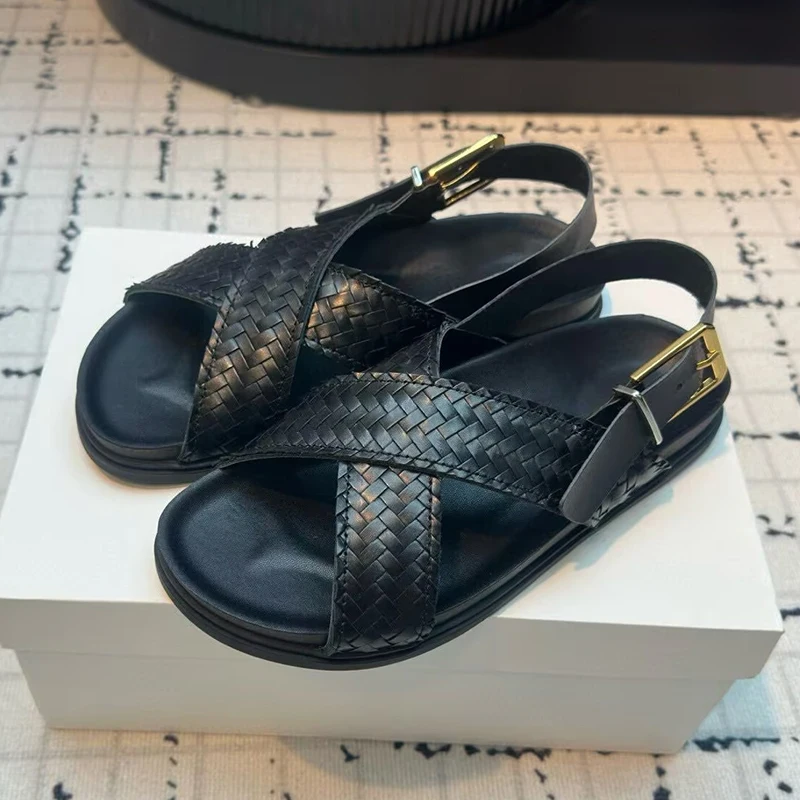 New Genuine Leather Crossover Design Sandalias Women's Weaving Design Back Strap Sandals Summer Retro Vacation Shoes Gladiator
New Genuine Leather Crossover Design Sandalias Women's Weaving Design Back Strap Sandals Summer Retro Vacation Shoes Gladiator