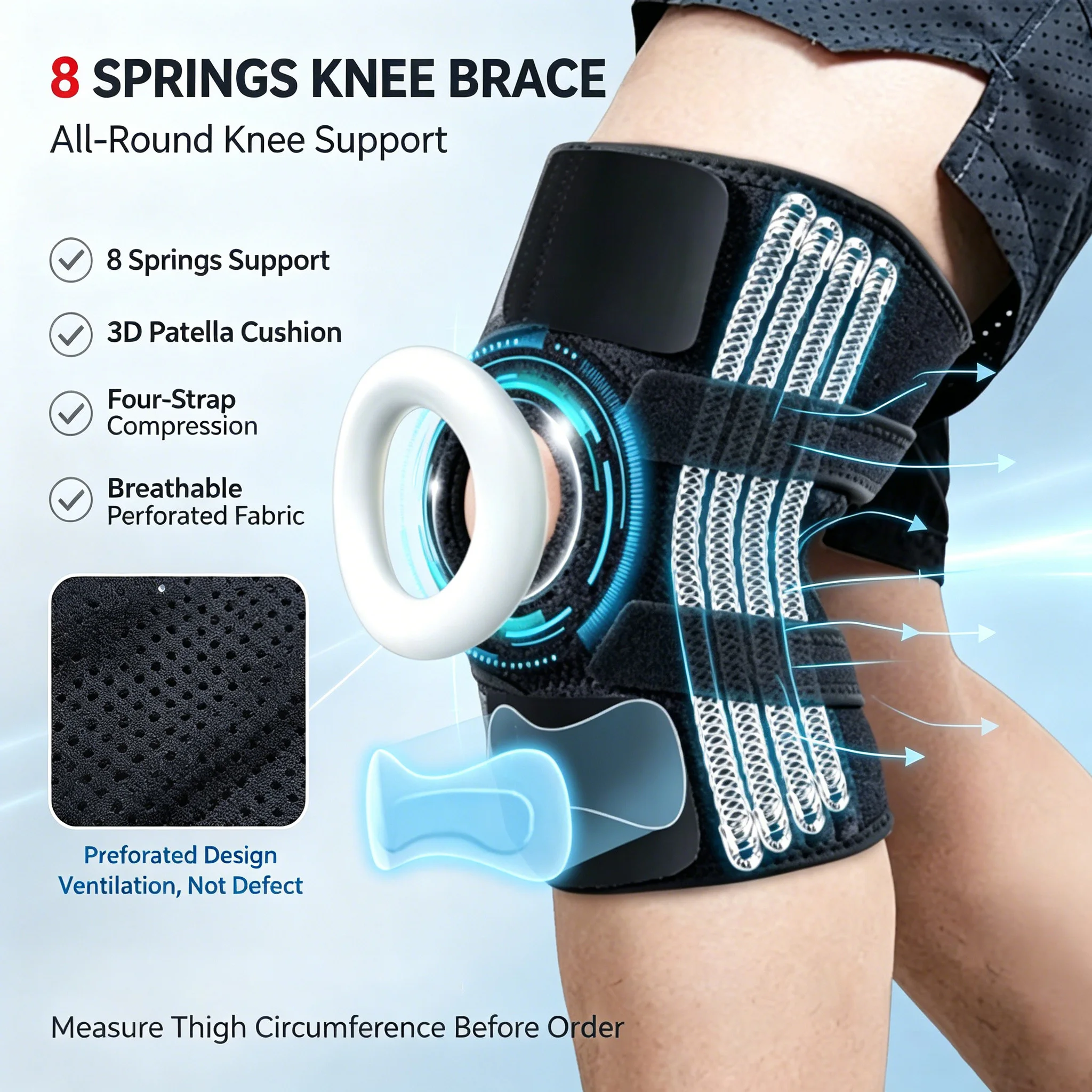 Adjustable Knee Brace with Eight-Spring Stabilizer – Breathable, Non-Slip, Unisex, Suitable for Daily Use
Adjustable Knee Brace with Eight-Spring Stabilizer – Breathable, Non-Slip, Unisex, Suitable for Daily Use