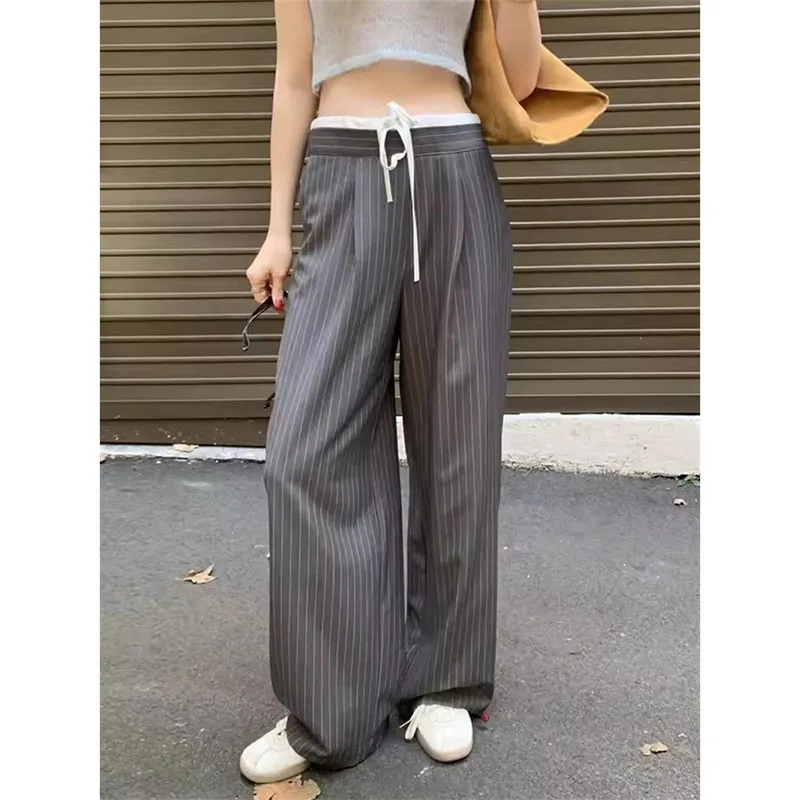 New Korean Chic Spring summer Retro Niche Splicing High Waist Lace Up Versatile Slim Striped Casual Pants Wide Leg Pants Long
New Korean Chic Spring summer Retro Niche Splicing High Waist Lace Up Versatile Slim Striped Casual Pants Wide Leg Pants Long