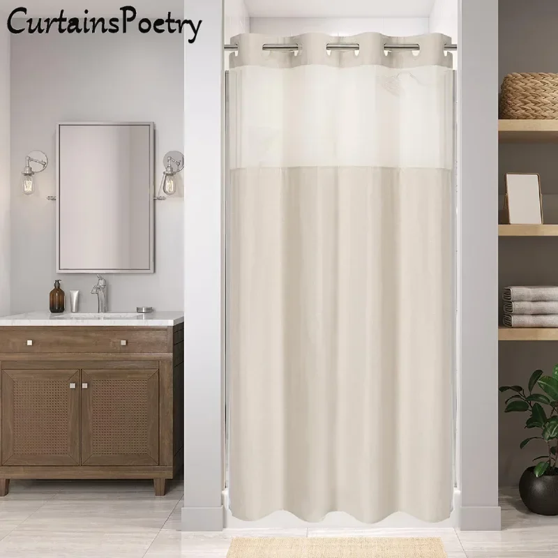 Stall No Hooks Needed Linen Textured Shower Curtain with Snap-in Fabric Liner Hotel Shower Curtains for Bathroom Water Resistant
Stall No Hooks Needed Linen Textured Shower Curtain with Snap-in Fabric Liner Hotel Shower Curtains for Bathroom Water Resistant
