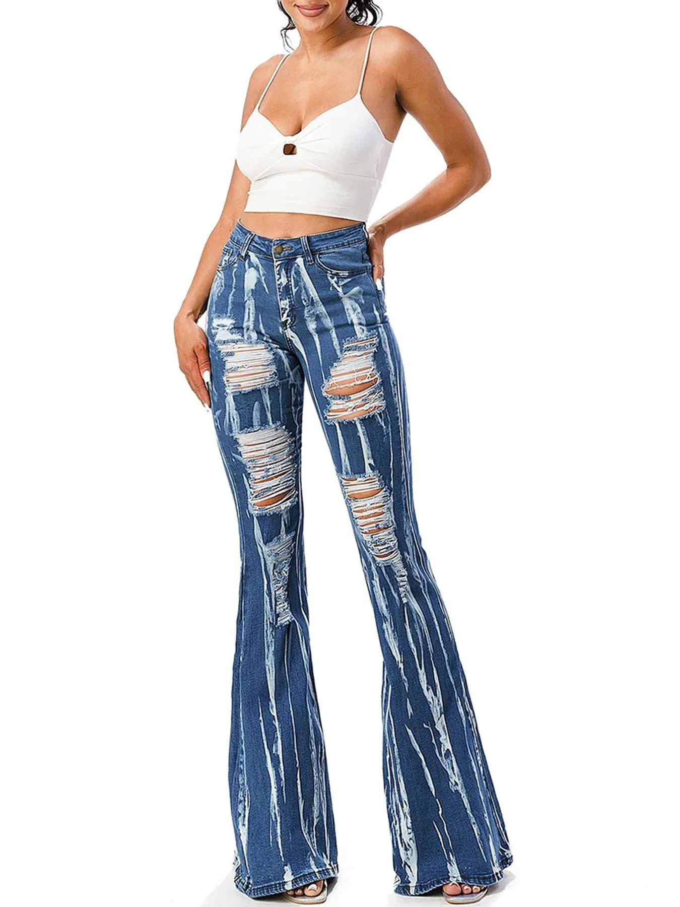 Женские рваные джинсы в темно-синюю полоску со средней талией, облегающий расклешенный стиль, сексуальные, подчеркивающие бедра, можно стирать в машине на все сезоны
Женские рваные джинсы в темно-синюю полоску со средней талией, облегающий расклешенный стиль, сексуальные, подчеркивающие бедра, можно стирать в машине на все сезоны