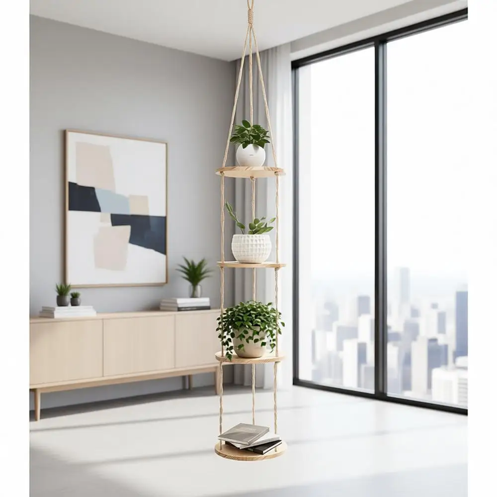 Boho Style Hanging Plant Shelves for Ceiling or Tight Spaces - Natural Pine Wood for Indoor/Outdoor Use
Boho Style Hanging Plant Shelves for Ceiling or Tight Spaces - Natural Pine Wood for Indoor/Outdoor Use