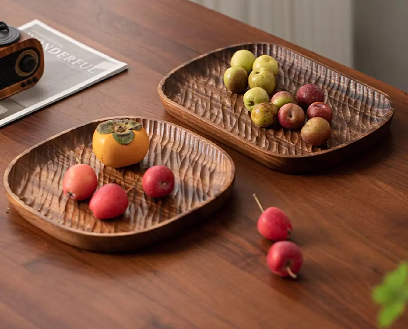 Handmade Walnut Wood Serving Tray, Textured Tea Tray for Tabletop, Premium Home Decor Plate for Fruits, Snacks & Tea Set
Handmade Walnut Wood Serving Tray, Textured Tea Tray for Tabletop, Premium Home Decor Plate for Fruits, Snacks & Tea Set