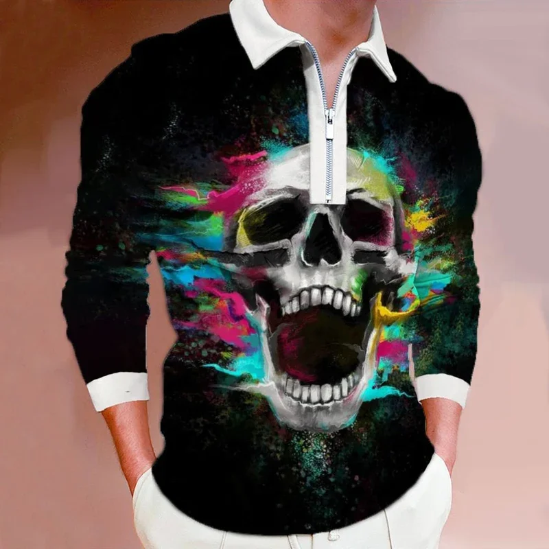 Skull Halloween Fashion 3D Print Polo Zipper Long Sleeve Shirt for Men Button Down Fashion Shirt
Skull Halloween Fashion 3D Print Polo Zipper Long Sleeve Shirt for Men Button Down Fashion Shirt