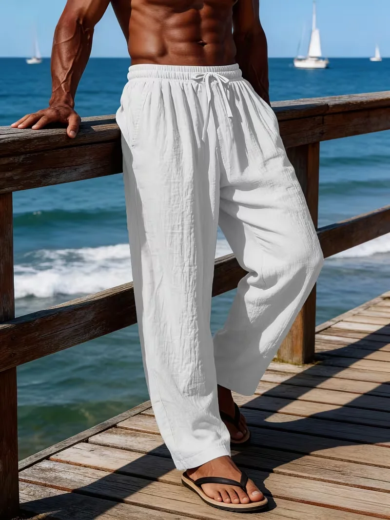 New Summer Linen-Style Casual Straight-Leg Trousers With Drawstring Elastic Waist, Breathable For Daily Commutes And Beach Vacat
New Summer Linen-Style Casual Straight-Leg Trousers With Drawstring Elastic Waist, Breathable For Daily Commutes And Beach Vacat