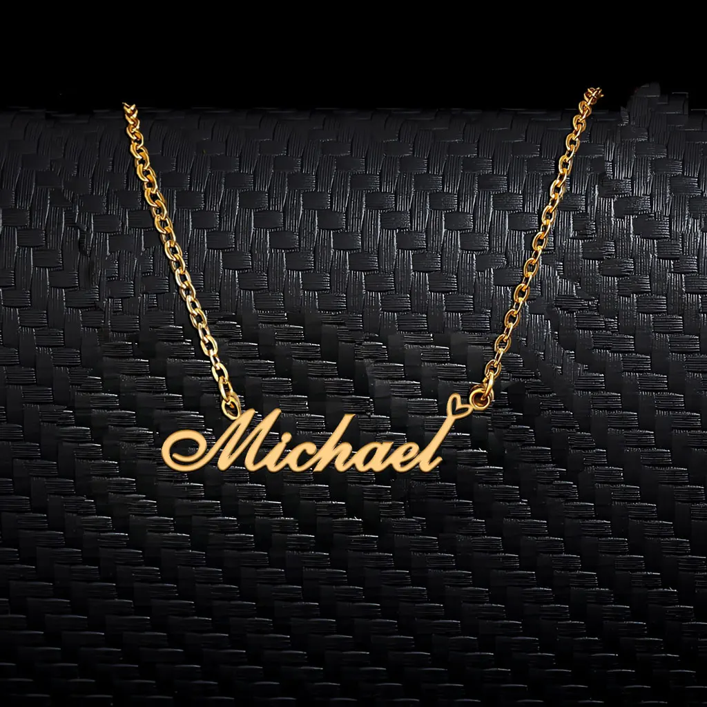 AOLOSHOW Trendy Michael with Heart Pendant Name Necklace for Women Stainless Steel Gold Plated Jewelry Mother's Day Gift
AOLOSHOW Trendy Michael with Heart Pendant Name Necklace for Women Stainless Steel Gold Plated Jewelry Mother's Day Gift