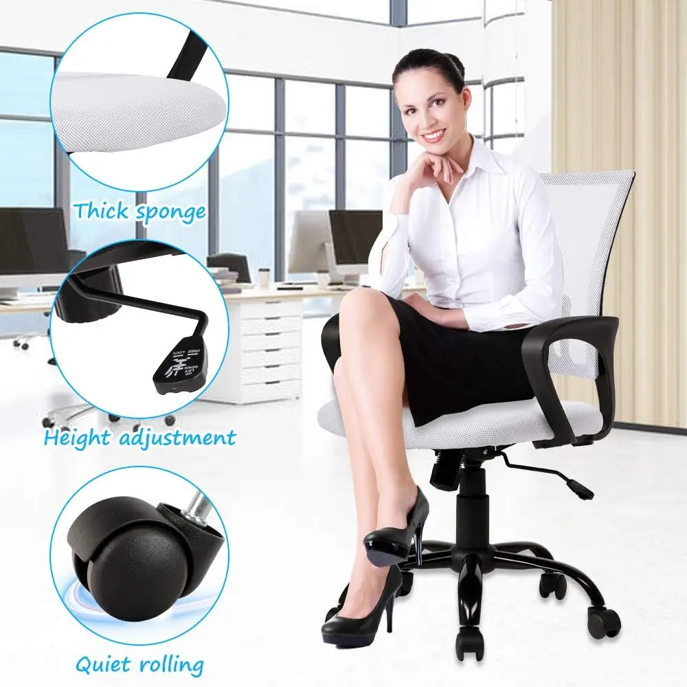 Office Desk Chair - Mid-Back Ergonomic Mesh With Lumbar Support, Modern Computer Task Rolling Chair, Executive Adjustable Stool
Office Desk Chair - Mid-Back Ergonomic Mesh With Lumbar Support, Modern Computer Task Rolling Chair, Executive Adjustable Stool