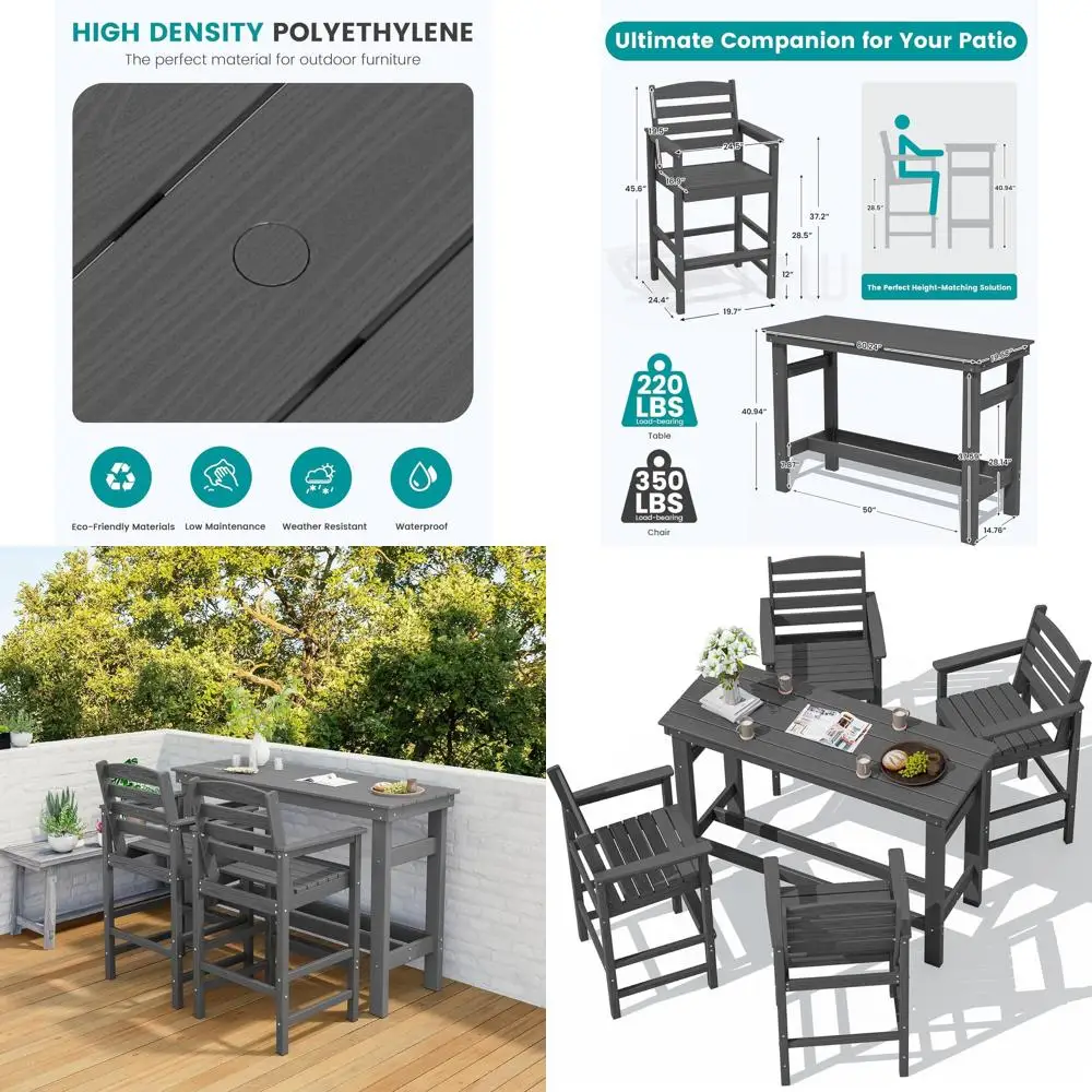 Durable Weather-Resistant 4-Piece Bar Set With High Table And Umbrella Hole For Outdoor Patio Or Poolside In Grey
Durable Weather-Resistant 4-Piece Bar Set With High Table And Umbrella Hole For Outdoor Patio Or Poolside In Grey