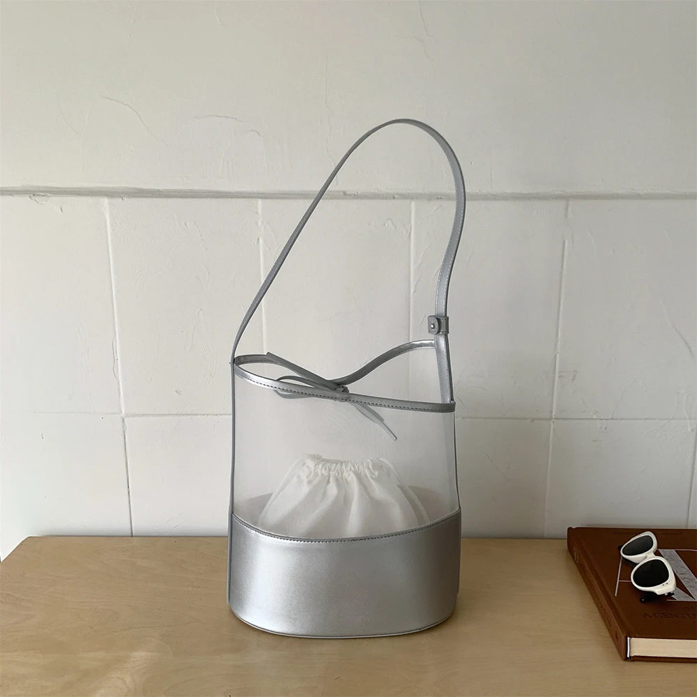 Summer Patchwork Transparent Bucket Bag for Women Casual Large Capacity Soft Commuter Shoulder Bag Femme Versatile Handbags
Summer Patchwork Transparent Bucket Bag for Women Casual Large Capacity Soft Commuter Shoulder Bag Femme Versatile Handbags