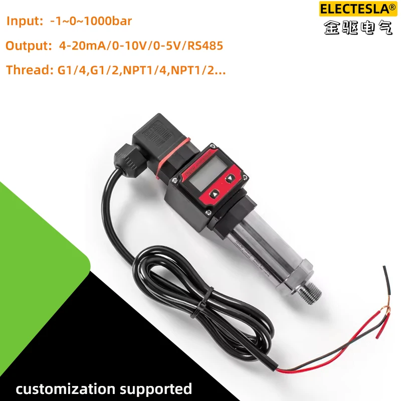 LCD Pressure Transmitter 10bar 20bar Pressure Sensor 4-20mA 0-5V 10V RS485 Negative Vacuum Pressure Transducer
LCD Pressure Transmitter 10bar 20bar Pressure Sensor 4-20mA 0-5V 10V RS485 Negative Vacuum Pressure Transducer