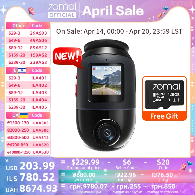 2025 70mai Dash Cam 4K Omni X800 Dual-channel HDR 360° Rotating F1.7 Supercapacitor 60FPS 4G Compatible Wifi 6 70mai X800 Omni
2025 70mai Dash Cam 4K Omni X800 Dual-channel HDR 360° Rotating F1.7 Supercapacitor 60FPS 4G Compatible Wifi 6 70mai X800 Omni