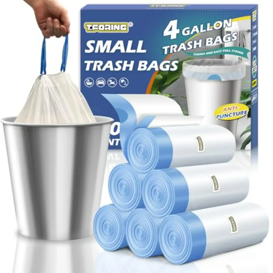 Small Trash Bags 4 Gallon with Drawstring, 1.1 Mil 15 L White Thick Unscented Small Plastic Garbage Bags for Bathroom, Wastebas
Small Trash Bags 4 Gallon with Drawstring, 1.1 Mil 15 L White Thick Unscented Small Plastic Garbage Bags for Bathroom, Wastebas