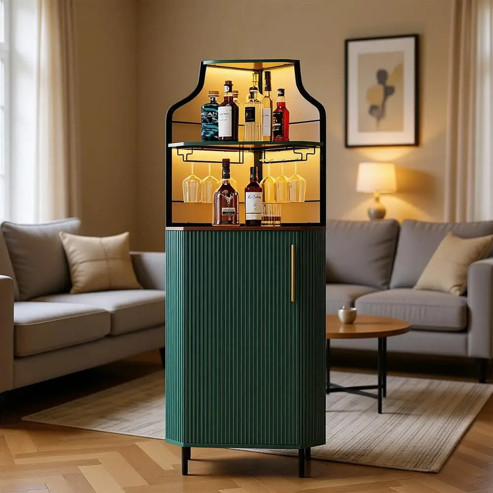 LED-Illuminated 4-Tier Glass Holder Bar Cabinet for Home, Green
LED-Illuminated 4-Tier Glass Holder Bar Cabinet for Home, Green