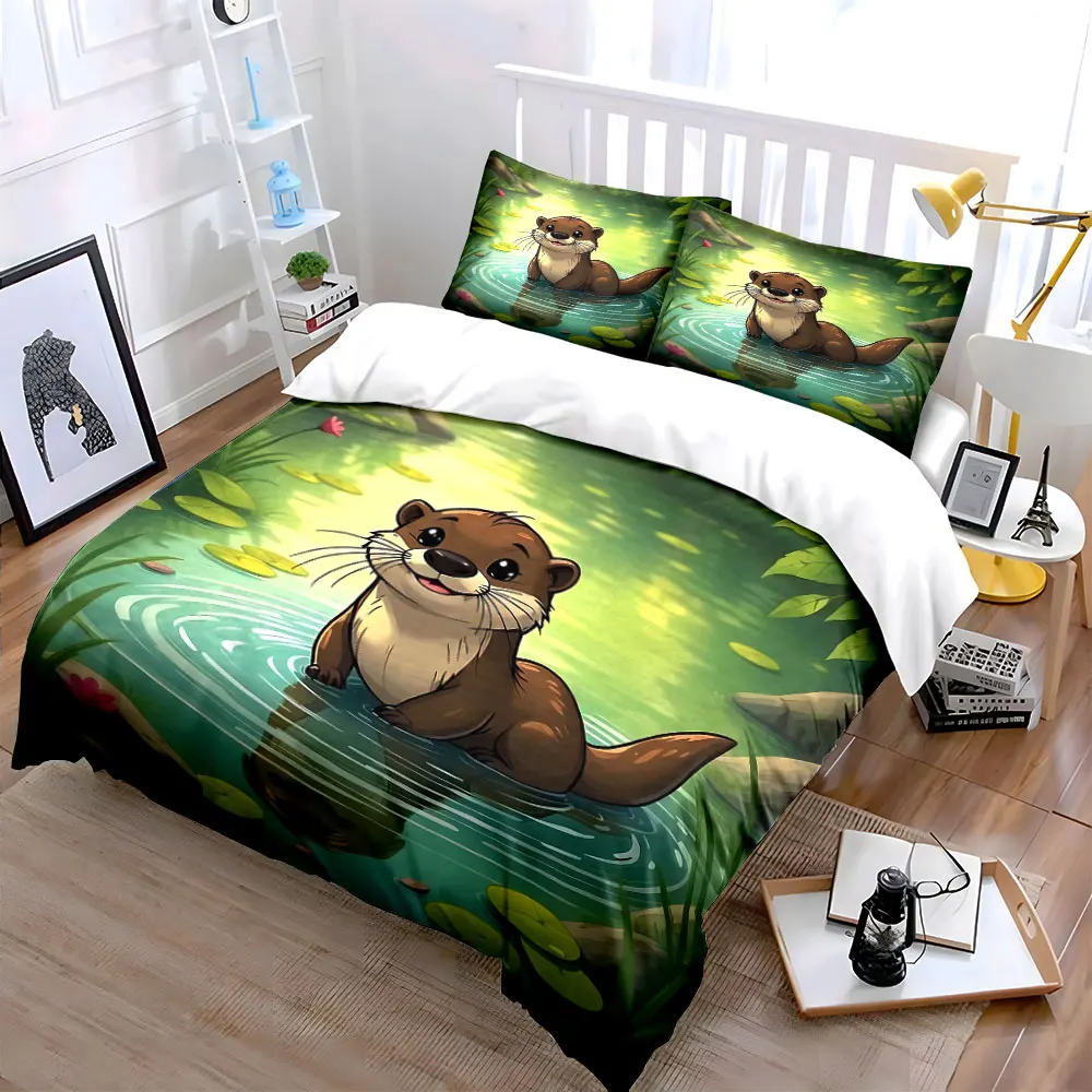 Cute Otter Nature Decor Set Bedding Set with 1 Duvet Cover 2 Pillowcases Single Double King Queen, Gift
Cute Otter Nature Decor Set Bedding Set with 1 Duvet Cover 2 Pillowcases Single Double King Queen, Gift